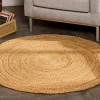 Runder Teppich PURE NATURE 120cm Jute handgewebt Flachgewebe