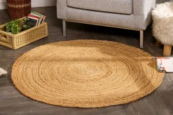 Runder Teppich PURE NATURE 120cm Jute handgewebt Flachgewebe