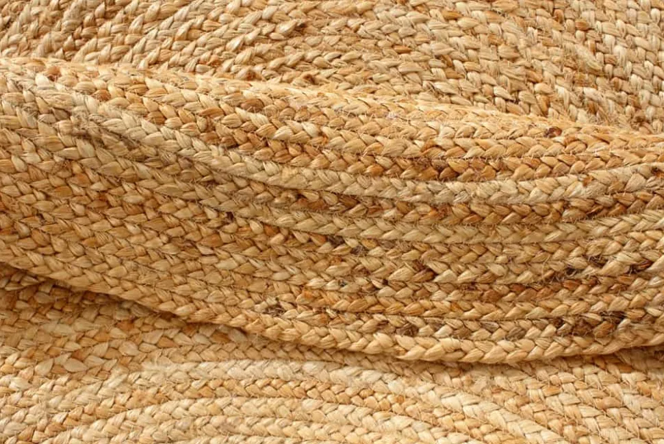 Runder Teppich PURE NATURE 120cm Jute handgewebt Flachgewebe