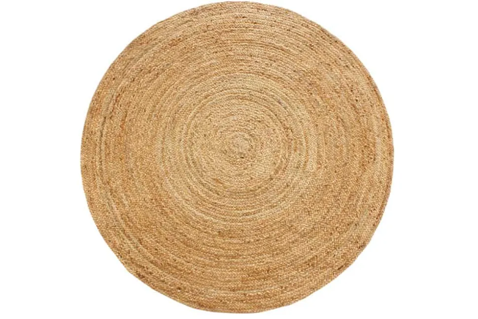 Runder Teppich PURE NATURE 120cm Jute handgewebt Flachgewebe