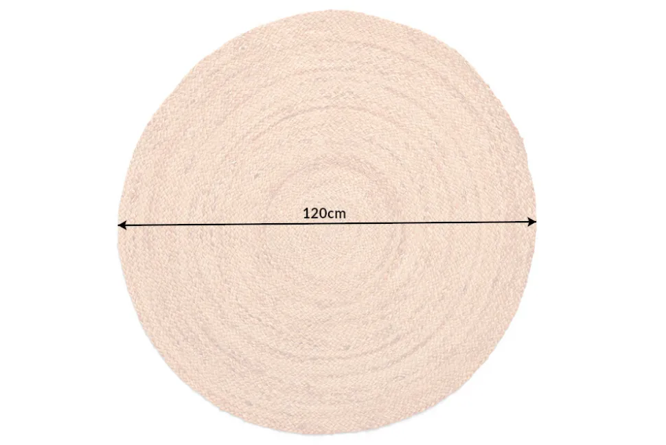 Runder Teppich PURE NATURE 120cm Jute handgewebt Flachgewebe