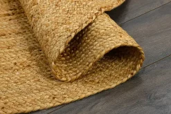 Runder Teppich PURE NATURE 120cm Jute handgewebt Flachgewebe