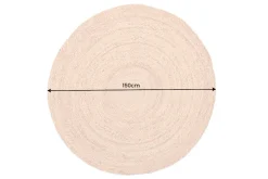 Runder Teppich PURE NATURE 150cm Jute handgewebt Flachgewebe