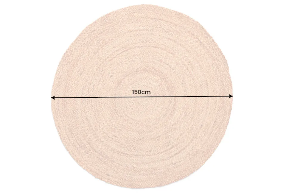 Runder Teppich PURE NATURE 150cm Jute handgewebt Flachgewebe