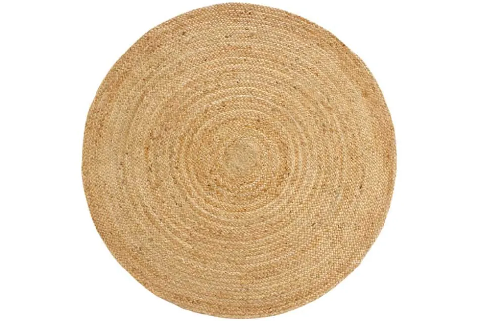 Runder Teppich PURE NATURE 150cm Jute handgewebt Flachgewebe