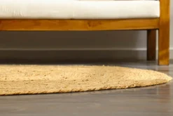 Runder Teppich PURE NATURE 150cm Jute handgewebt Flachgewebe