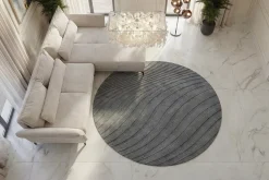 Runder Teppich WAVE 230cm anthrazit 3D strukturierter Kurzflor Indoor Hoch-Tief-Effekt