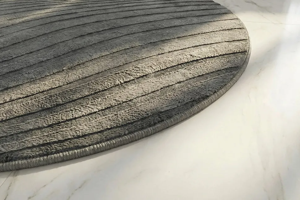 Runder Teppich WAVE 230cm anthrazit 3D strukturierter Kurzflor Indoor Hoch-Tief-Effekt