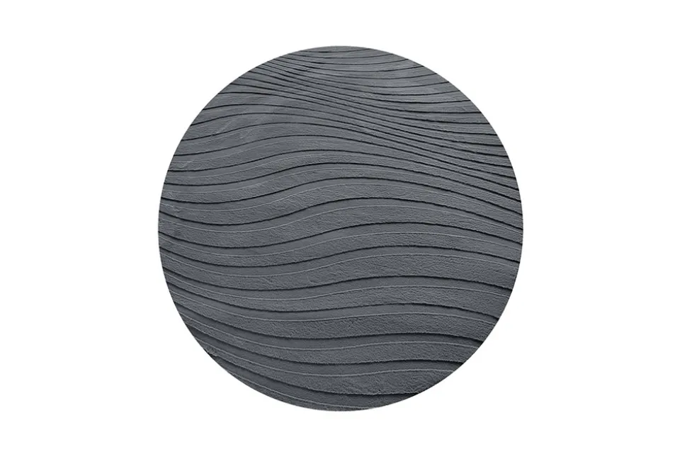 Runder Teppich WAVE 230cm anthrazit 3D strukturierter Kurzflor Indoor Hoch-Tief-Effekt