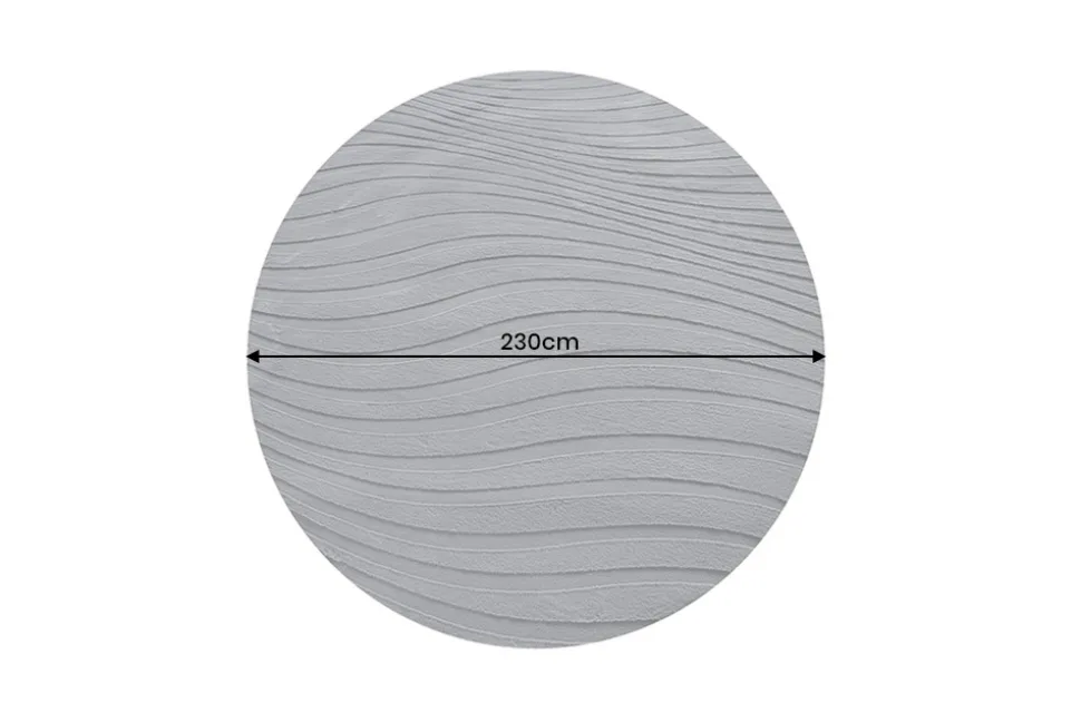 Runder Teppich WAVE 230cm anthrazit 3D strukturierter Kurzflor Indoor Hoch-Tief-Effekt