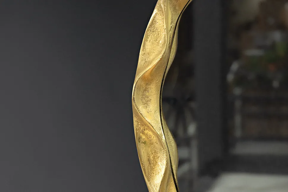 Runder Wandspiegel ABSTRACT 55cm gold Metall handmade