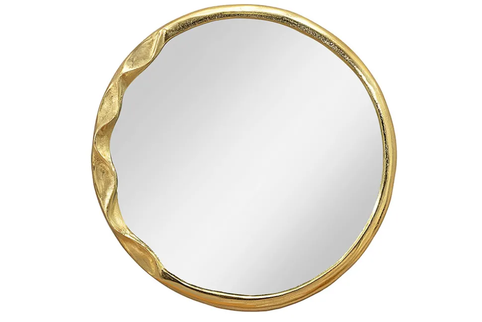 Runder Wandspiegel ABSTRACT 55cm gold Metall handmade