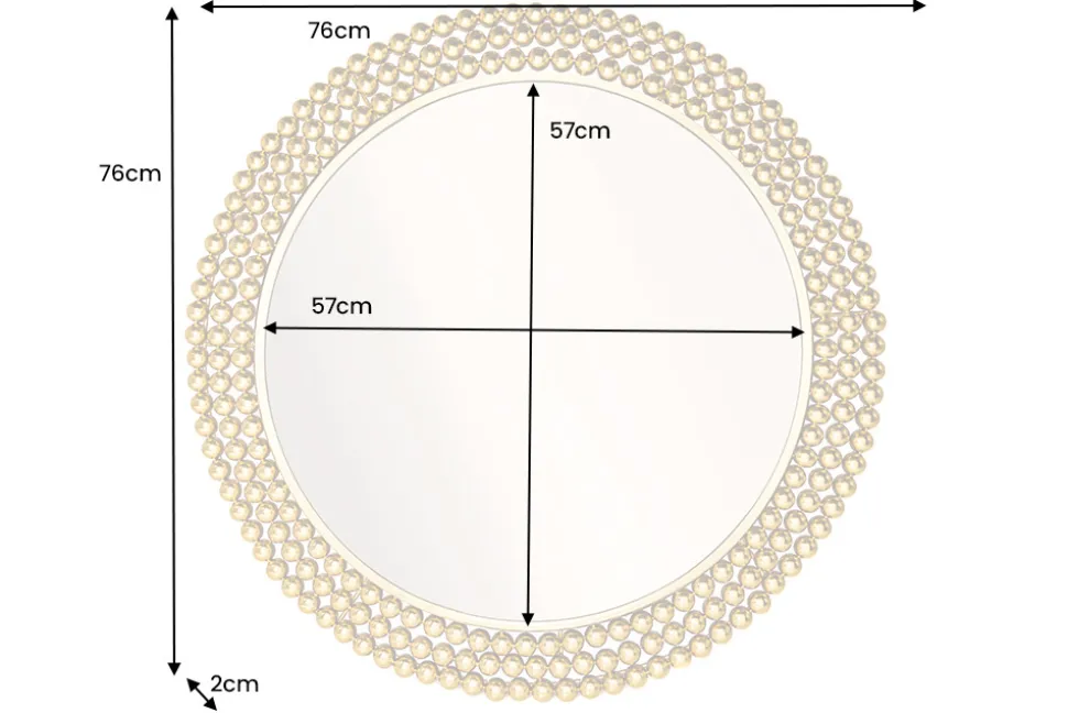 Runder Wandspiegel PEARLS 75cm gold Metall