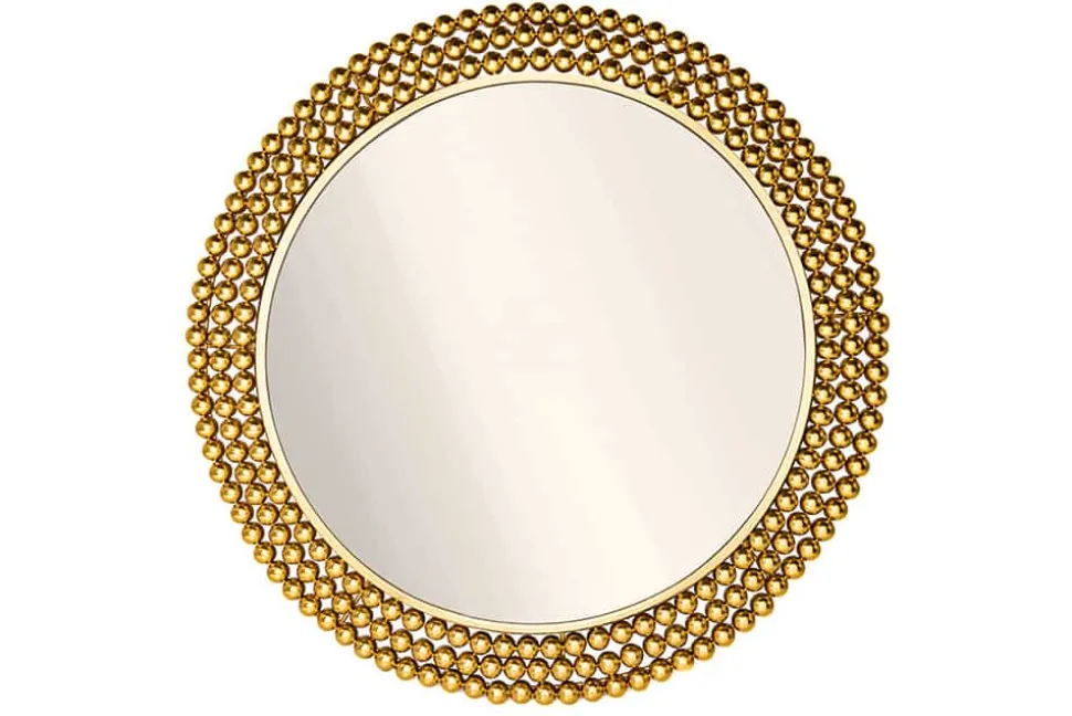 Runder Wandspiegel PEARLS 75cm gold Metall