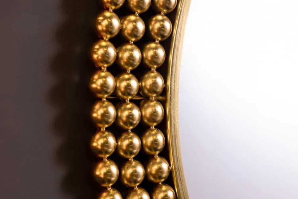 Runder Wandspiegel PEARLS 75cm gold Metall