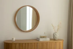 Runder Wandspiegel PORTRAIT 70cm natur Echtholzfurnier in Eichenholz-Design