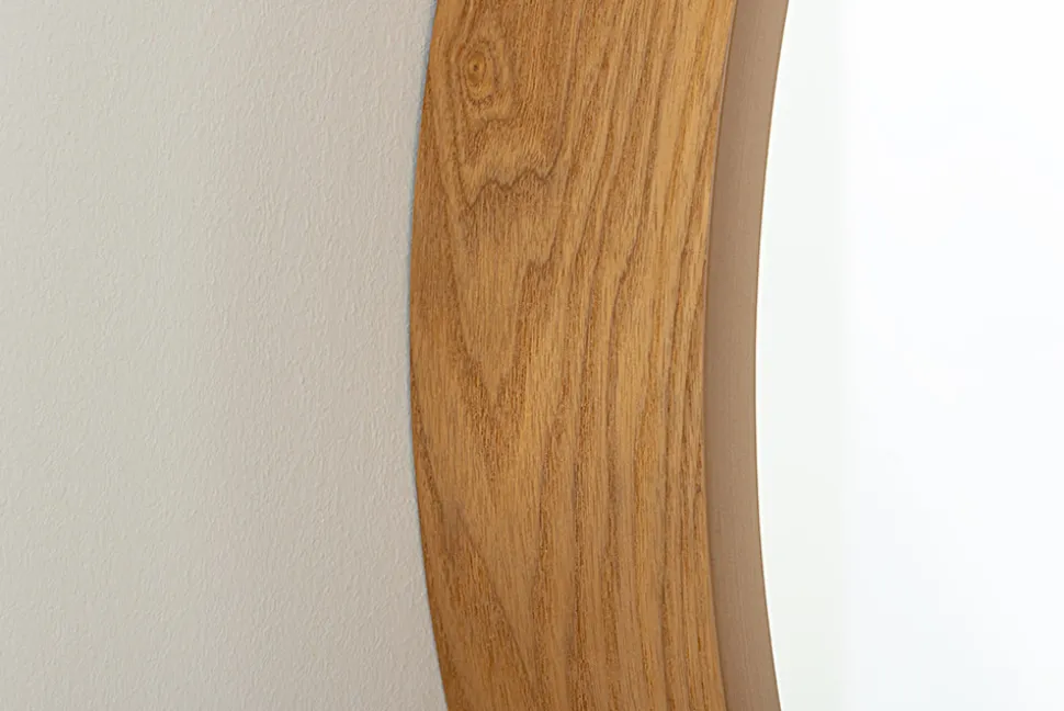 Runder Wandspiegel PORTRAIT 70cm natur Echtholzfurnier in Eichenholz-Design