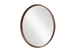 Runder Wandspiegel PORTRAIT 70cm braun in Walnussholz-Design