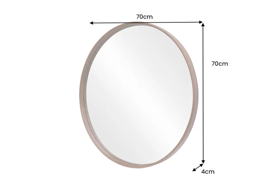 Runder Wandspiegel PORTRAIT 70cm braun in Walnussholz-Design