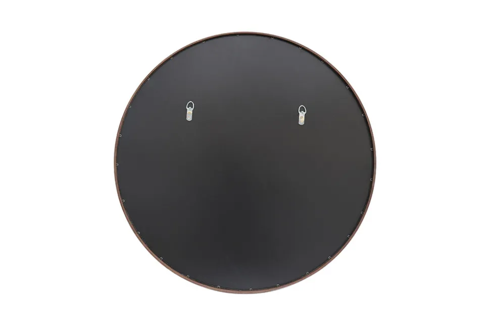 Runder Wandspiegel PORTRAIT 70cm braun in Walnussholz-Design