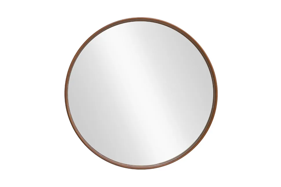 Runder Wandspiegel PORTRAIT 70cm braun in Walnussholz-Design