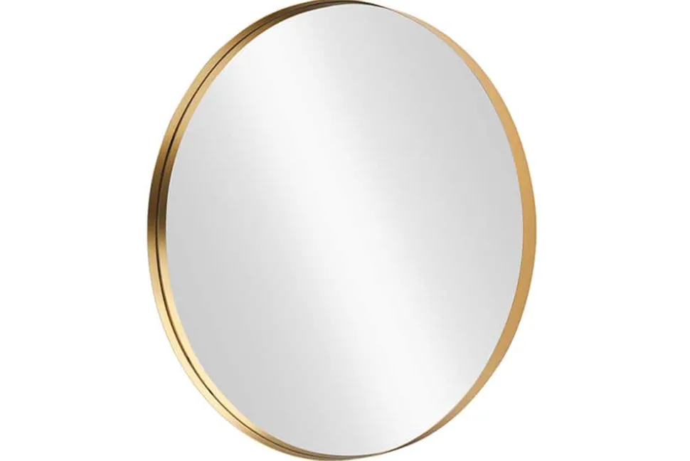 Runder Wandspiegel PORTRAIT 40cm gold mit Metallrahmen