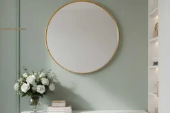 Runder Wandspiegel PORTRAIT 60cm gold mit Metallrahmen