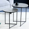 Rundes 2er Set Beistelltisch ELEMENTS 50cm silber antik Krokodil-Design handmade