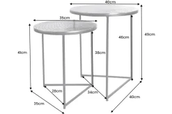 Rundes 2er Set Beistelltisch ELEMENTS 50cm silber antik Krokodil-Design handmade