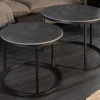 Rundes 2er Set Couchtische ELEGANCE 75cm anthrazit Keramik schwarz Metall