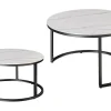Rundes 2er Set Couchtische ELEGANCE 75cm weiß Keramik schwarz Metall