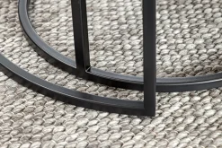 Rundes 2er Set Couchtische MOUNTAIN SOUL 60cm schwarz Naturstein Design Metall
