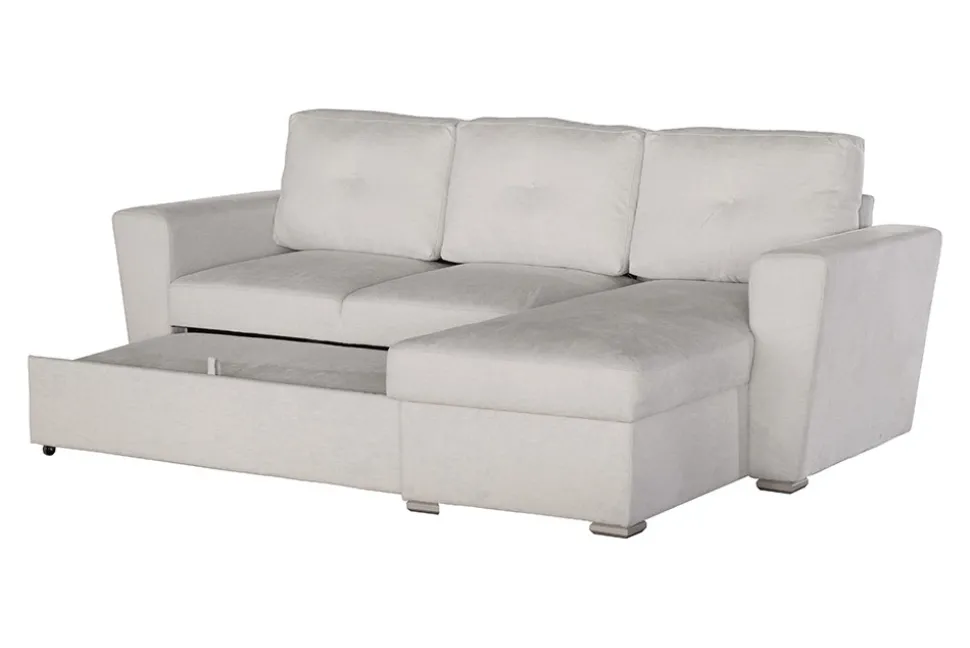 Schlafecksofa APARTMENT 245cm beige Strukturstoff inkl. Stauraum beidseitig aufbaubar