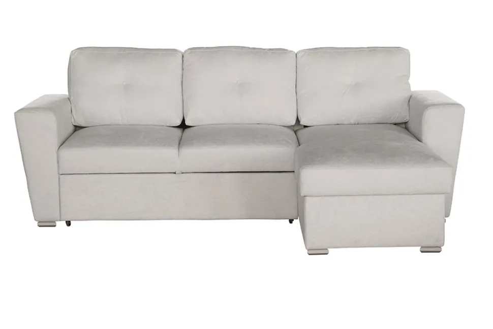Schlafecksofa APARTMENT 245cm beige Strukturstoff inkl. Stauraum beidseitig aufbaubar