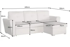 Schlafecksofa APARTMENT 245cm beige Strukturstoff inkl. Stauraum beidseitig aufbaubar
