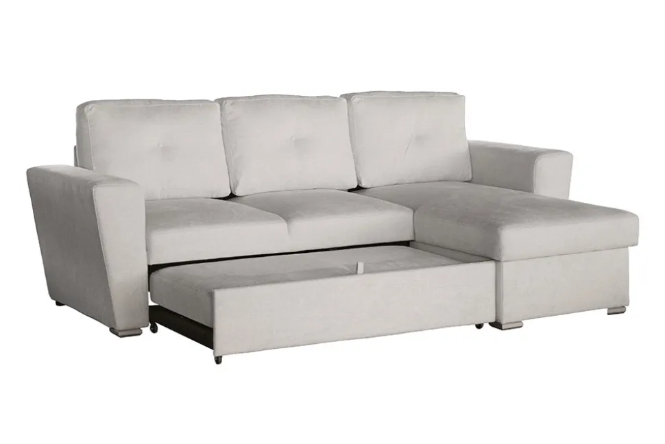 Schlafecksofa APARTMENT 245cm beige Strukturstoff inkl. Stauraum beidseitig aufbaubar