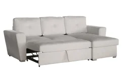Schlafecksofa APARTMENT 245cm beige Strukturstoff inkl. Stauraum beidseitig aufbaubar