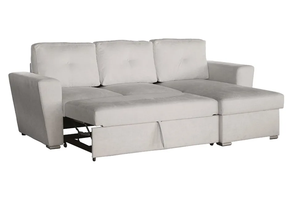 Schlafecksofa APARTMENT 245cm beige Strukturstoff inkl. Stauraum beidseitig aufbaubar