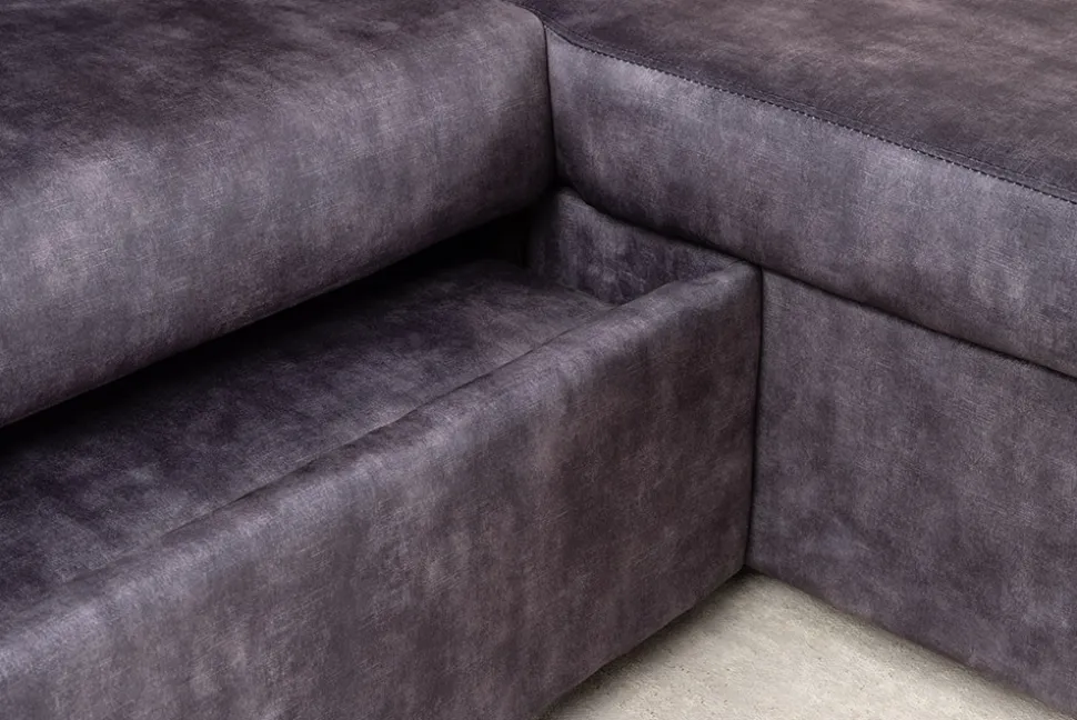 Schlafecksofa APARTMENT 205cm grau Samt 3-Sitzer inkl. Stauraum beidseitig aufbaubar