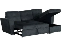 Schlafecksofa APARTMENT 245cm grau Strukturstoff inkl. Stauraum beidseitig aufbaubar