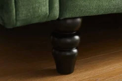 3-Sitzer Sofa MAISON BELLE AFFAIRE 220cm moosgrün Vogue Velours Samt Schlaffunktion