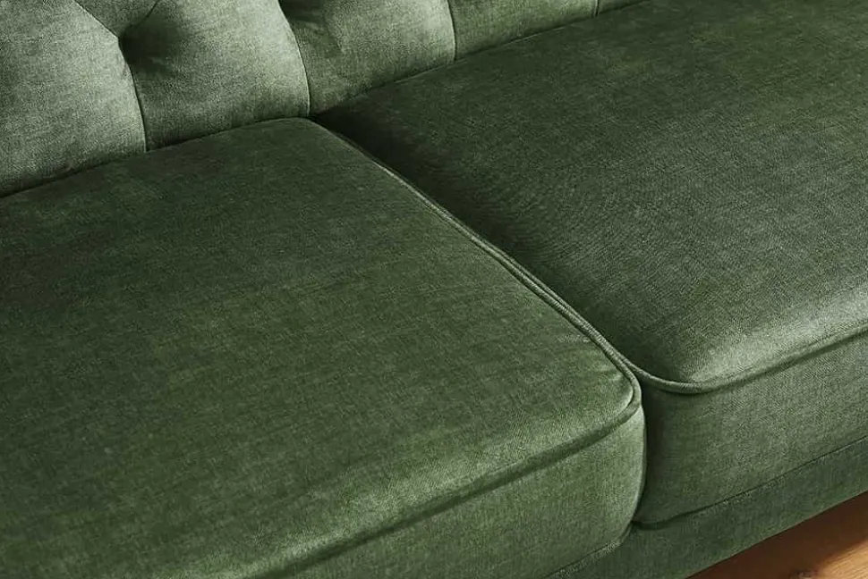 3-Sitzer Sofa MAISON BELLE AFFAIRE 220cm moosgrün Vogue Velours Samt Schlaffunktion