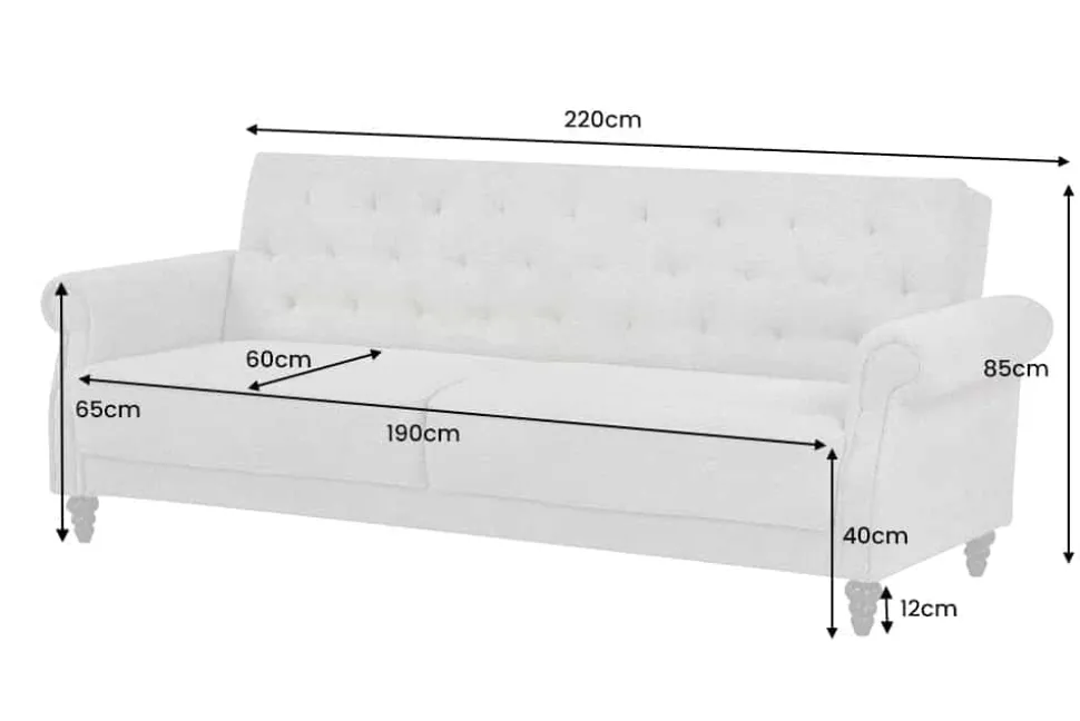 3-Sitzer Sofa MAISON BELLE AFFAIRE 220cm moosgrün Vogue Velours Samt Schlaffunktion