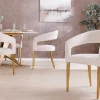 Skandinavischer Stuhl BOUTIQUE beige Strukturstoff brushed champagner gold Metall