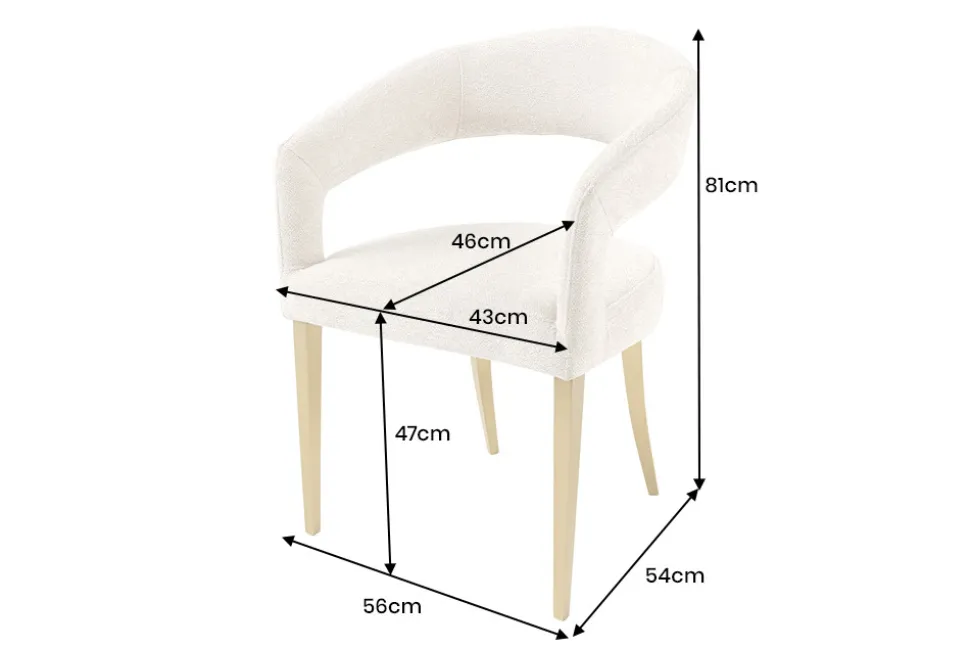 Skandinavischer Stuhl BOUTIQUE beige Strukturstoff brushed champagner gold Metall