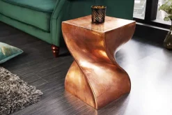 Skulp­tu­raler Beistelltisch TWIST 45cm kupfer geflammt Metall handmade Nachttisch