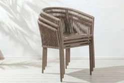Stapelbarer Stuhl ROPE greige Aluminium Gartensessel inkl. Kissen In- und Outdoor