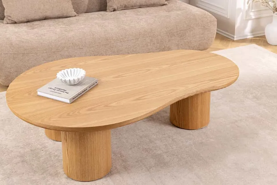 Stilvoller Couchtisch ORGANIKO 130cm natur Eiche organische Form