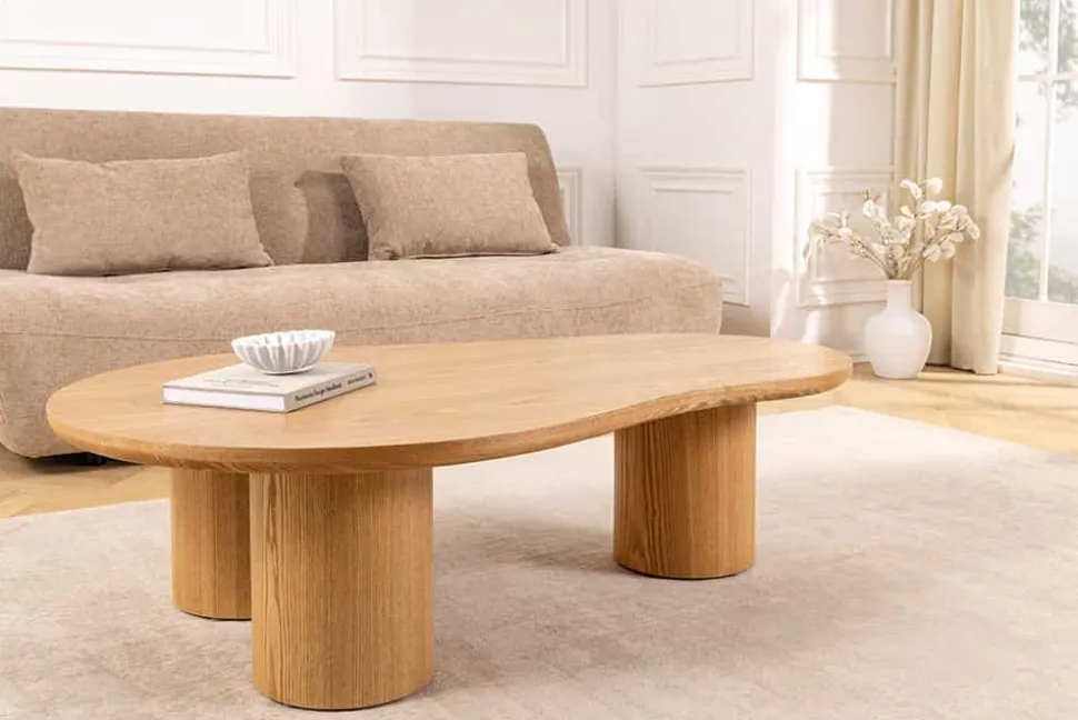 Stilvoller Couchtisch ORGANIKO 130cm natur Eiche organische Form