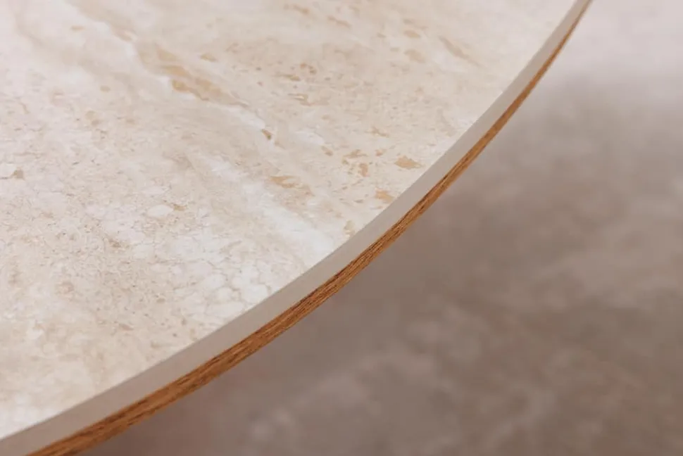 Stilvoller Couchtisch ORGANIKO 110cm natur Eiche Travertin Keramik